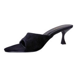 Mules à talon noir aspect daim femme - Ocean of Shoes