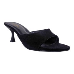 Mules à talon noir aspect daim femme - Ocean of Shoes