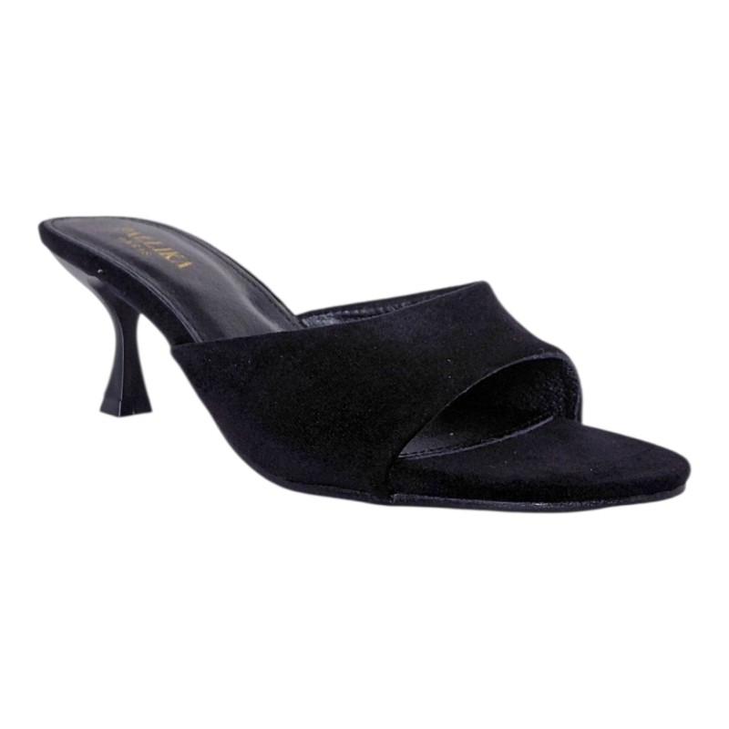 Mules à talon noir aspect daim femme - Ocean of Shoes