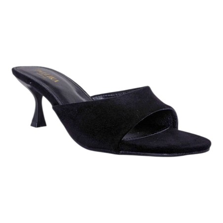 Mules à talon noir aspect daim femme - Ocean of Shoes