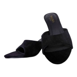 Mules à talon beige aspect daim femme - Ocean of Shoes