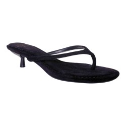Sandales tongs à petit talon noir femme - Ocean of Shoes