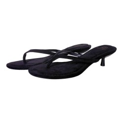 Sandales tongs à petit talon noir femme - Ocean of Shoes