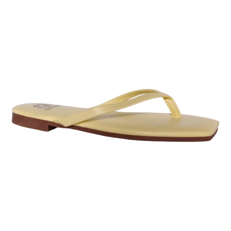 Tongs plates à bout carré Jaune Pastel – Collection Été