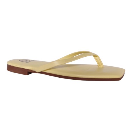 Tongs plates à bout carré Jaune Pastel – Collection Été