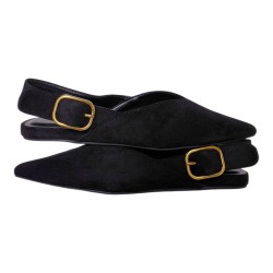Mules pointues noires en suédine - Ocean of Shoes