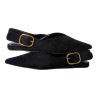 Mules pointues noires en suédine - Ocean of Shoes