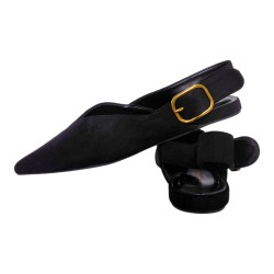 Mules pointues noires en suédine - Ocean of Shoes