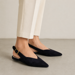 Mules pointues noires en suédine - Ocean of Shoes
