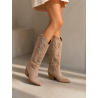 Santiags hautes beiges femme tendance - Ocean of Shoes